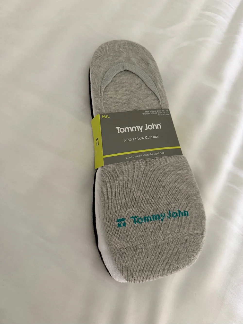 Tommy John Men’s Low-Cut Liner Socks - Gray, White, and Black (3 Pairs)